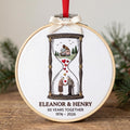 Personalized Hourglass Couple Anniversary 50 Years Together Custom Names Embroidered Christmas Ornament — Christmas ornament