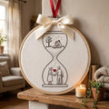Personalized Couple Hourglass Through The Years Young Old Anniversary Custom Name Year Embroidered Christmas Ornament — Christmas ornament
