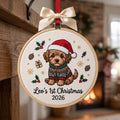 Personalized Dog's First Christmas Puppy Santa Hat Ugly Sweater Custom Name Year Embroidered Ornament — Christmas ornament