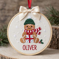 Personalized Gingerbread Boy Beanie Scarf Christmas Gift Custom Name Embroidered Ornament — Christmas ornament