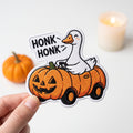 Honk Honk Goose Pumpkin Car Halloween embroidered patch in 3'' — front view