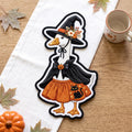Witch Goose Halloween Black Cat embroidered patch in 3" — front view