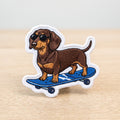 Dachshund on Skateboard Sunglasses embroidered patch in 3" — front view
