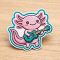 Axolotl Playing Ukulele embroidered patch in 3" — front view