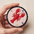 Lobster Coastal Stripes embroidered patch in 3" — front view