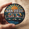 San Diego California Sunset Palms embroidered patch in 3" — front view