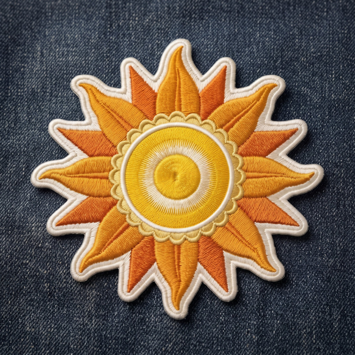 Retro Sun embroidered patch in 3" — front view