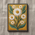 Daisy Bouquet Mustard embroidered patch in 3" — front view