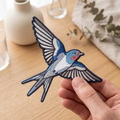 Swallow Bird Flying Wings Vintage Nature embroidered iron on patch — front view