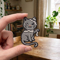 Halloween Mummy Cat Bandage Wrapped Spooky Cute embroidered iron on patch — front view