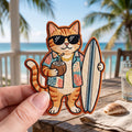Orange Tabby Cat Surfboard Hawaiian Shirt Sunglasses Coconut Beach Summer embroidered iron on patch — front view