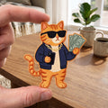 Cool Orange Tabby Cat Sunglasses Gold Chain Money Phone embroidered iron on patch — front view
