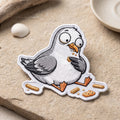 Funny Seagull Eating Crackers Beach Bird Iron On Embroidered Patch — Iron-on patch