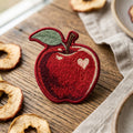 Red Apple Heart Iron On Embroidered Patch — Iron-on patch
