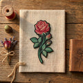 Red Rose Birth Flower Iron On Embroidered Patch — Iron-on patch