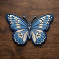Blue Butterfly Detailed Wings Iron On Embroidered Patch — Iron-on patch