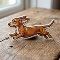 Running Dachshund Dog Iron On Embroidered Patch — Iron-on patch