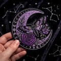 Death's Head Moth Crescent Moon Roses Moon Phases Gothic Iron On Embroidered Patch — Iron-on patch