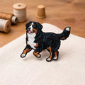 Bernese Mountain Dog Running Iron On Embroidered Patch — Iron-on patch
