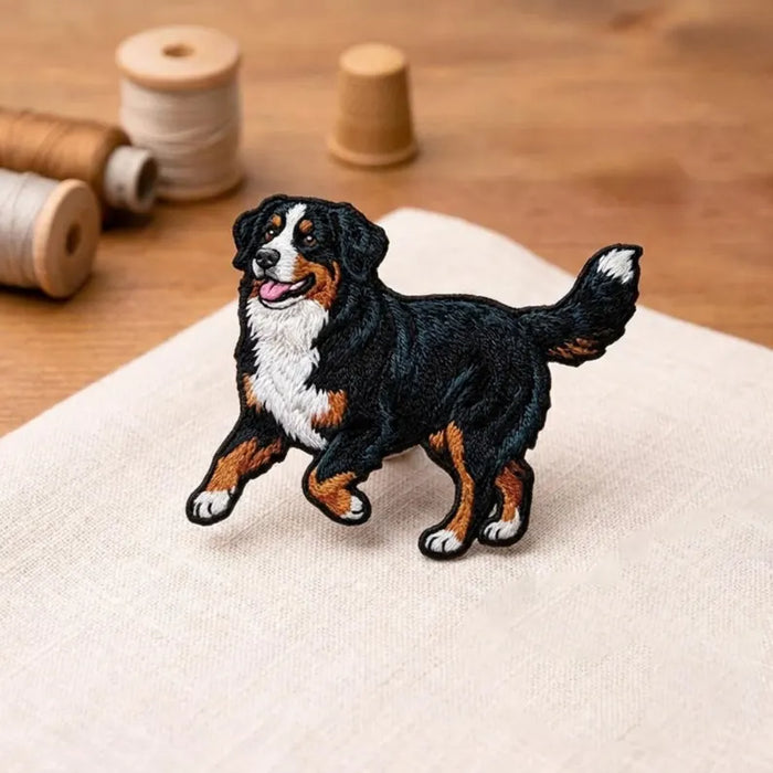 Bernese Mountain Dog Running Iron On Embroidered Patch