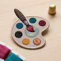 Artist Paint Palette Paintbrush Colorful Dots Iron On Embroidered Patch — Iron-on patch