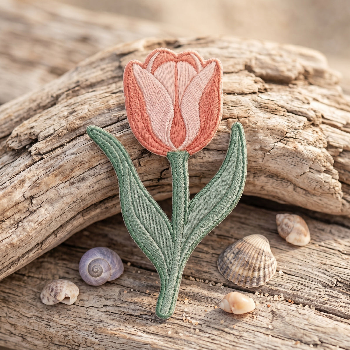 Tulip Flower Iron On Embroidered Patch — Iron-on patch
