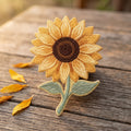 Sunflower Stem Leaves Iron On Embroidered Patch — Iron-on patch