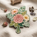 Wildflower Bouquet Rose Daisy Floral Iron On Embroidered Patch — Iron-on patch