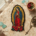 Our Lady of Guadalupe Virgin Mary Floral Religious Iron On Embroidered Patch — Iron-on patch