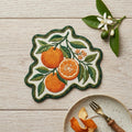 Orange Citrus Branch Botanical Slice Floral Iron On Embroidered Patch — Iron-on patch