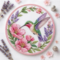 Hummingbird Lavender Pink Floral Botanical Iron On Embroidered Patch — Iron-on patch