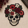 Floral Sugar Skull Day of the Dead Iron On Embroidered Patch — Iron-on patch