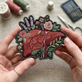 Anatomical Liver Floral Botanical Iron On Embroidered Patch — Iron-on patch