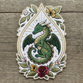 Floral Dragon Botanical Fantasy Iron On Embroidered Patch — Iron-on patch
