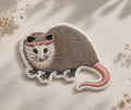 Floral Crown Opossum Possum Iron On Embroidered Patch — Iron-on patch