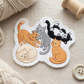 Five Cats Playful Cuddle Pile Cat Lover Iron On Embroidered Patch — Iron-on patch