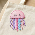 Kawaii Jellyfish Pastel Rainbow Tentacles Cute Ocean Sea Creature Iron On Embroidered Patch — Iron-on patch