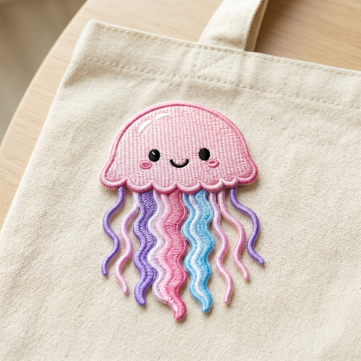 Kawaii Jellyfish Pastel Rainbow Tentacles Cute Ocean Sea Creature Iron On Embroidered Patch — Iron-on patch