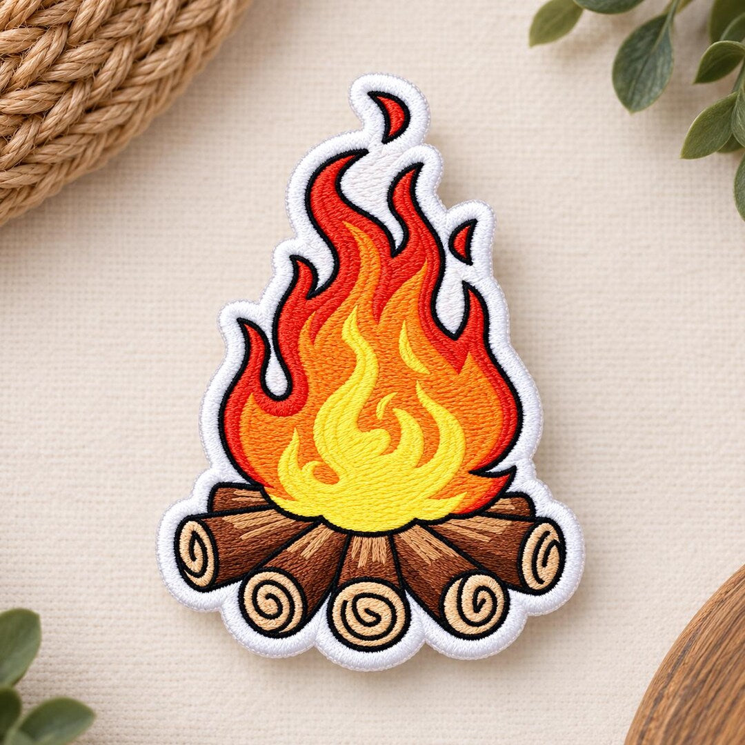 Campfire Iron On Patch Camping Outdoor Adventure Iron On Embroidered Patch — Iron-on patch