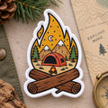 Campfire Tent Mountain Stars Moon Camping Iron On Embroidered Patch — Iron-on patch