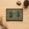 Pine Forest Moon Crescent Trail Scenic Landscape Iron On Embroidered Patch — Iron-on patch