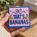 That's Bananas Coquette Bow Pink Stripe Iron On Embroidered Patch — Iron-on patch