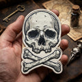 Skull and Crossbones Gothic Skeleton Iron On Embroidered Patch — Iron-on patch