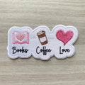 Books Coffee Love Book Lover Heart Iron On Embroidered Patch — Iron-on patch