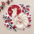 Kitsune Nine Tailed Fox Plum Blossom Japanese Rising Sun Iron On Embroidered Patch — Iron-on patch