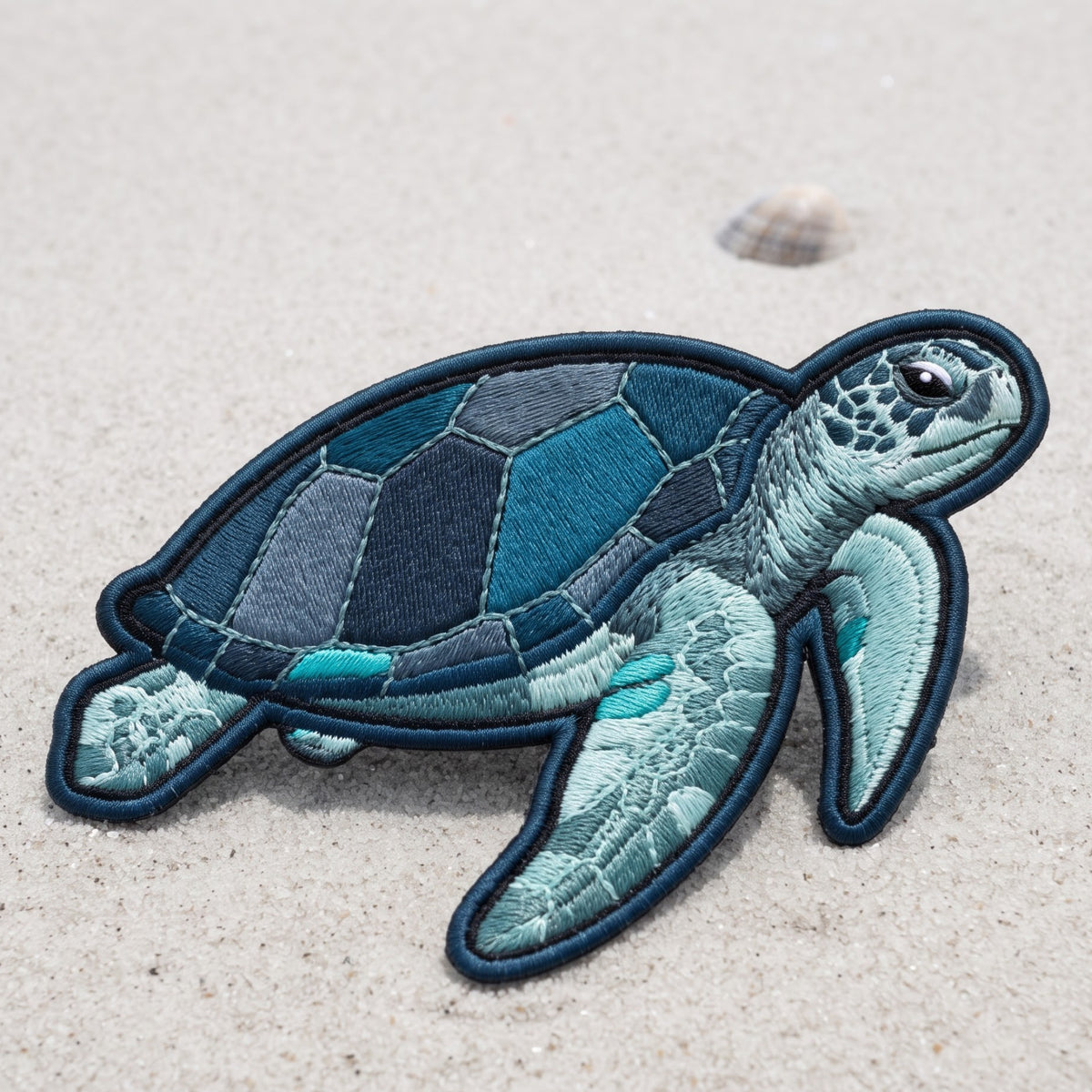 Sea Turtle Ocean Beach Iron On Embroidered Patch — Iron-on patch