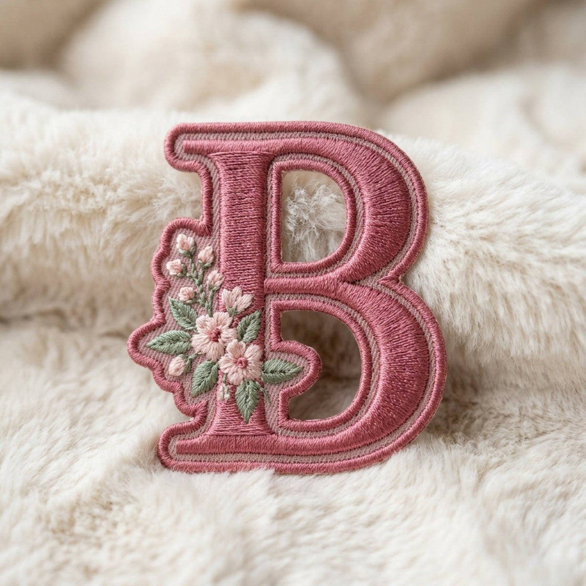 Personalized Floral Initial Letter Iron On Embroidered Patch — Iron-on patch