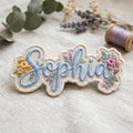 Personalized Floral Name Script Wildflower Bouquet Iron On Embroidered Patch — Iron-on patch