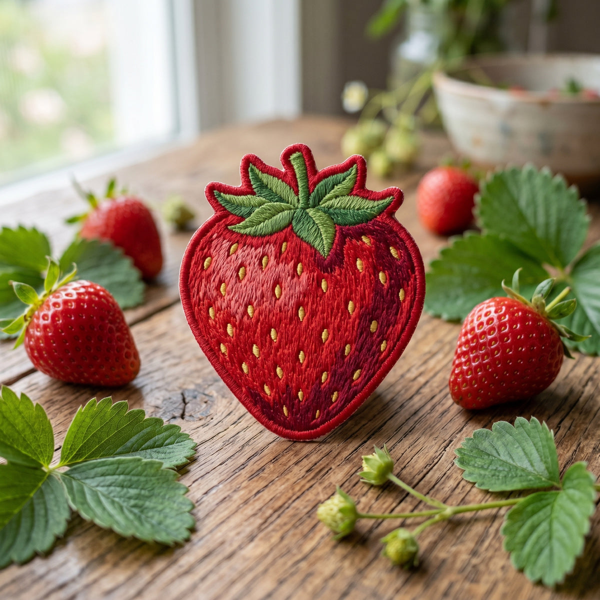 Strawberry Fruit Iron On Embroidered Patch — Iron-on patch
