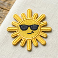 Cool Sun With Sunglasses Summer Iron On Embroidered Patch — Iron-on patch
